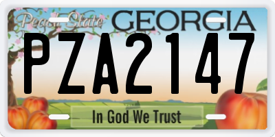 GA license plate PZA2147