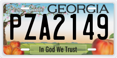 GA license plate PZA2149
