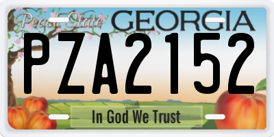 GA license plate PZA2152