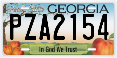 GA license plate PZA2154