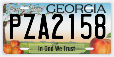 GA license plate PZA2158