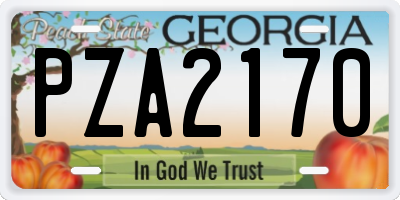 GA license plate PZA2170