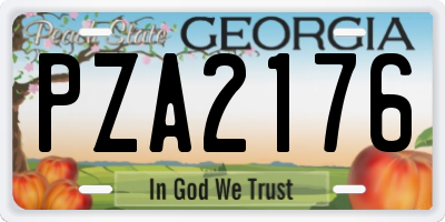GA license plate PZA2176
