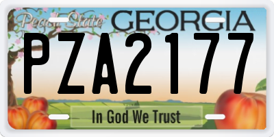 GA license plate PZA2177