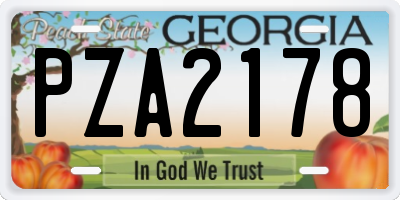 GA license plate PZA2178