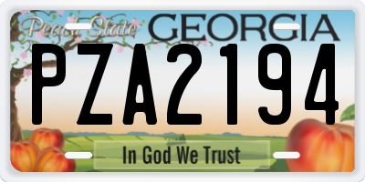 GA license plate PZA2194