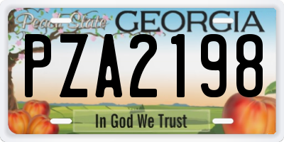GA license plate PZA2198