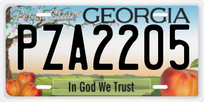 GA license plate PZA2205