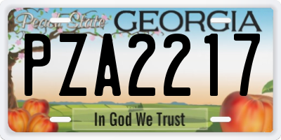 GA license plate PZA2217