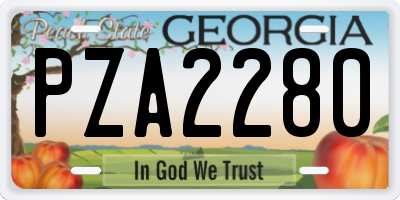 GA license plate PZA2280