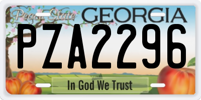 GA license plate PZA2296