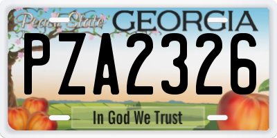 GA license plate PZA2326