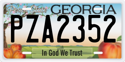 GA license plate PZA2352