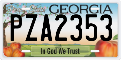 GA license plate PZA2353