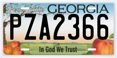 GA license plate PZA2366