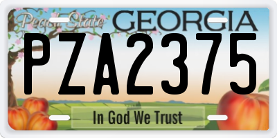 GA license plate PZA2375