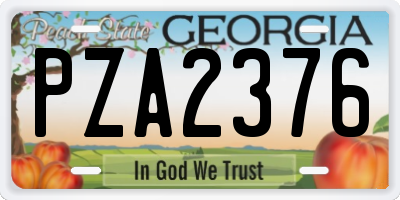 GA license plate PZA2376