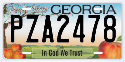 GA license plate PZA2478
