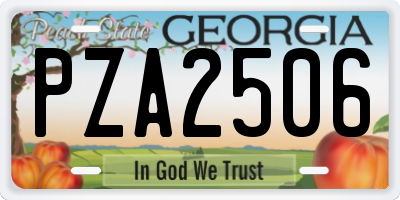 GA license plate PZA2506