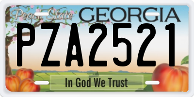 GA license plate PZA2521