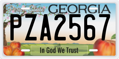 GA license plate PZA2567