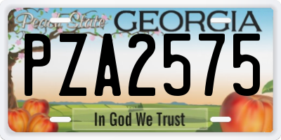 GA license plate PZA2575