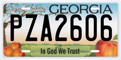 GA license plate PZA2606