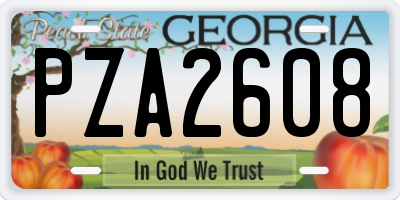 GA license plate PZA2608