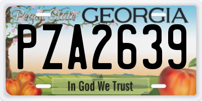 GA license plate PZA2639