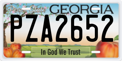 GA license plate PZA2652