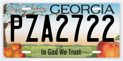 GA license plate PZA2722