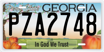 GA license plate PZA2748