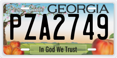 GA license plate PZA2749