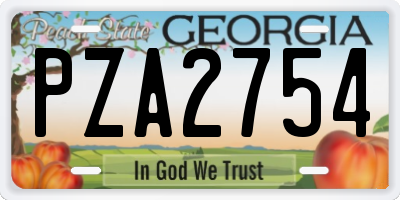 GA license plate PZA2754