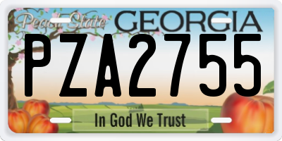 GA license plate PZA2755
