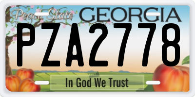 GA license plate PZA2778