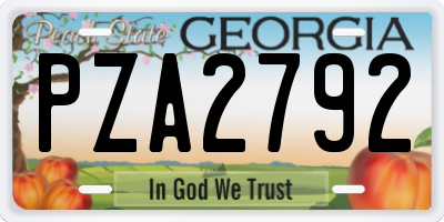 GA license plate PZA2792