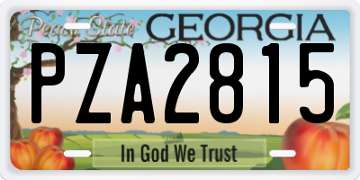 GA license plate PZA2815