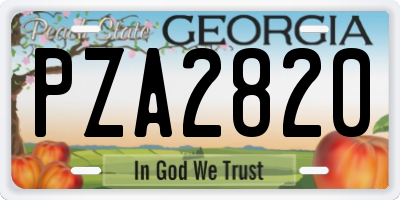 GA license plate PZA2820