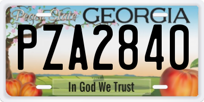 GA license plate PZA2840