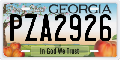 GA license plate PZA2926
