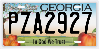 GA license plate PZA2927