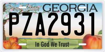 GA license plate PZA2931