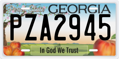 GA license plate PZA2945