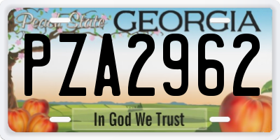 GA license plate PZA2962