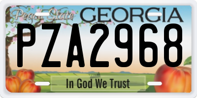 GA license plate PZA2968