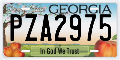 GA license plate PZA2975