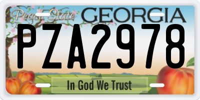 GA license plate PZA2978