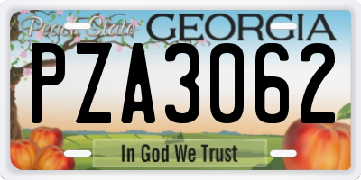 GA license plate PZA3062