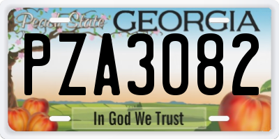GA license plate PZA3082